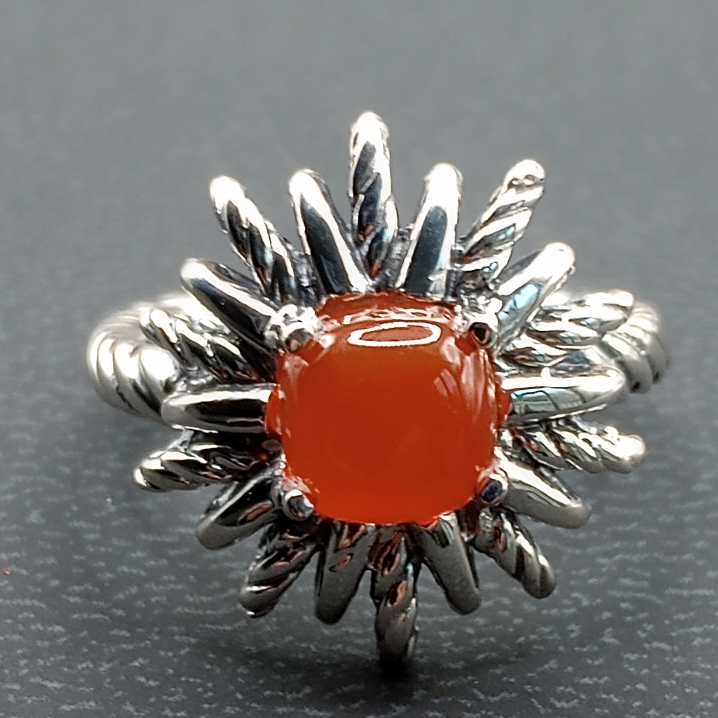 David Yurman Starburst Flower Ring With Carnelian 7